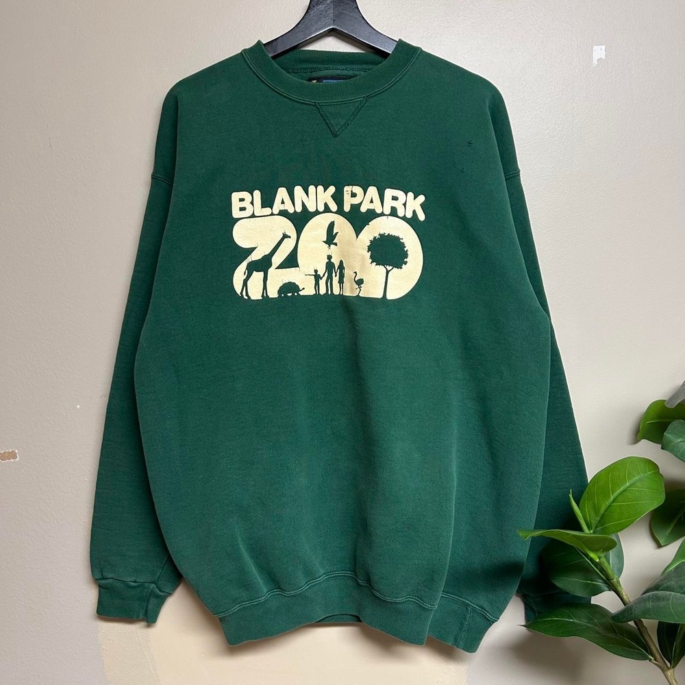 Vintage 90s Soffe Blank Park Zoo Sweatshirt Mens Large Green Heavyweight USA